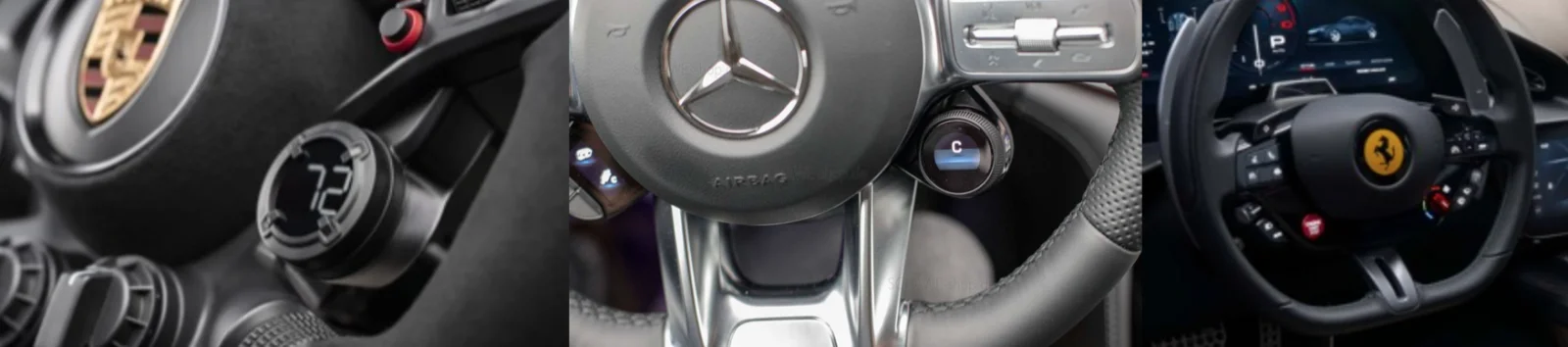 Boutons aux volants des Porsche, AMG, Ferrari