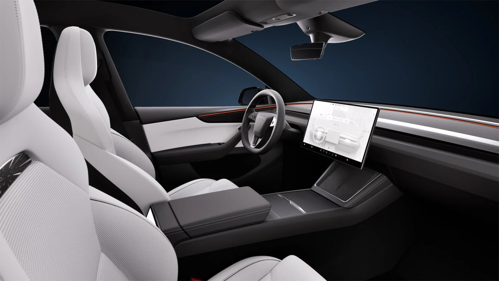 Sièges blancs Model Y Performance